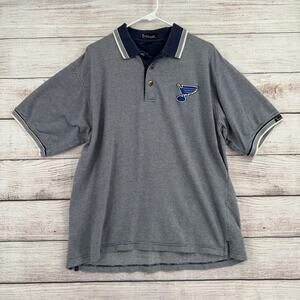 Vtg NHL St. Louis Blues Polo Shirt Mens Size L Blue/White Spotlight